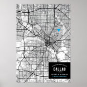 Dallas, Texas Stadsplattegrond + Markeer uw locati Poster (Voorkant)