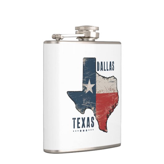 Dallas Texas State Kaart Vlag Heupfles (Rechts)