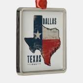 Dallas Texas State Kaart Vlag Metalen Ornament (Rechts)
