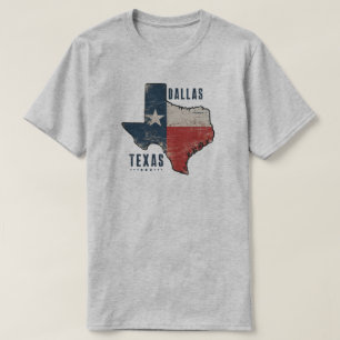 Dallas Texas State Kaart Vlag T-shirt