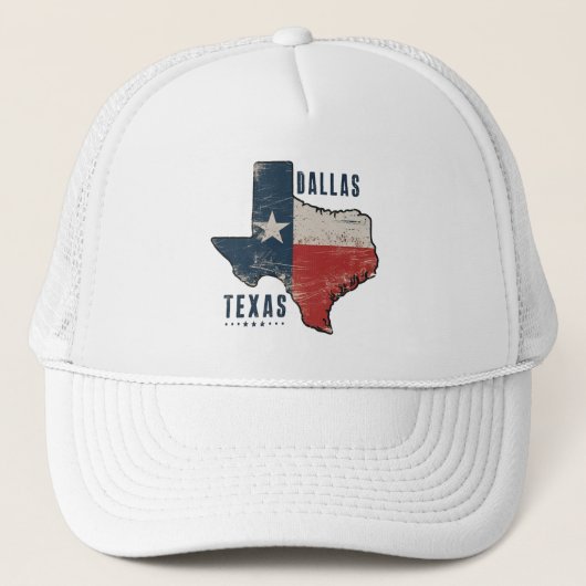 Dallas Texas State Kaart Vlag Trucker Pet (Voorkant)