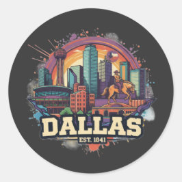 Dallas Texas T-shirt | Lone Star State City Pride Ronde Sticker