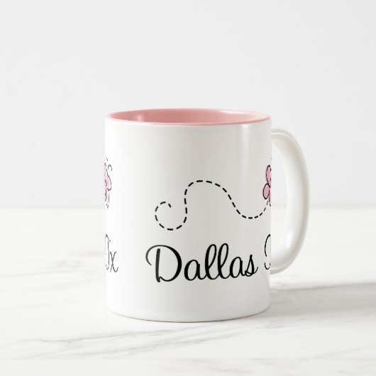 Dallas Texas T-shirt Tweekleurige Koffiemok (Voorkant rechts)