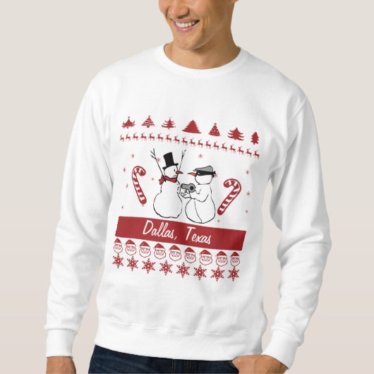 Dallas Texas Tacky Xmas Sweatshirt Snowman Robbery (Voorkant)
