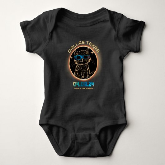 Dallas Texas Totale Zonsverduistering 2024 Kattenl Romper (Voorkant)