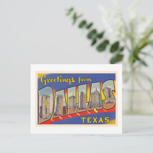 Dallas Texas TX  Briefkaart met grote letters (Staand voorkant)