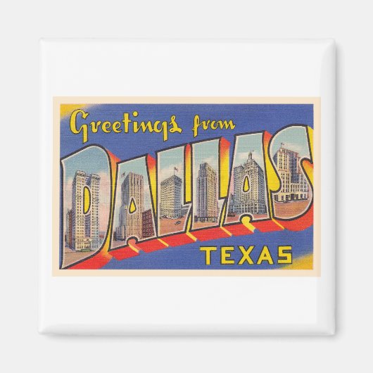Dallas Texas TX Briefkaart met grote letters Magneet (Voorkant)