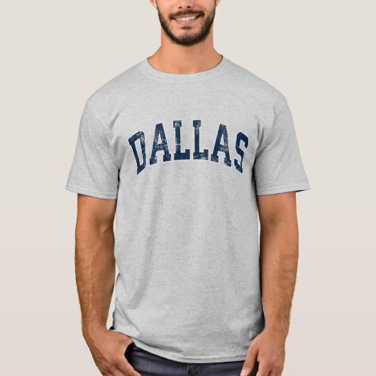 Dallas Texas TX  Varsity Sport Navy Tekst T-shirt (Voorkant)