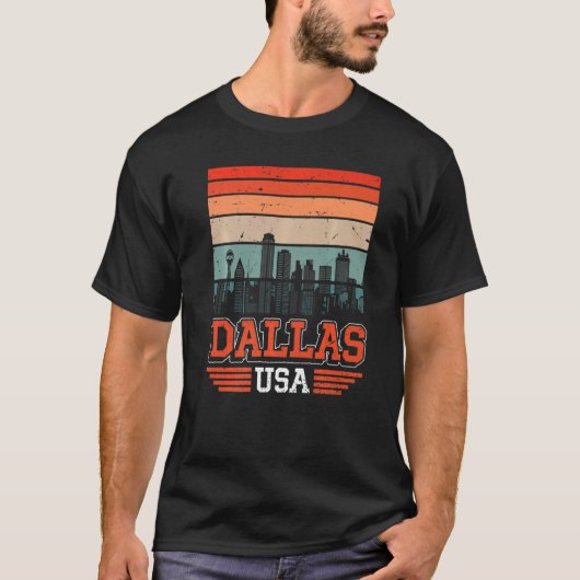 Dallas Texas USA Retro  Sunset Skyline Dall T-shirt (Voorkant)