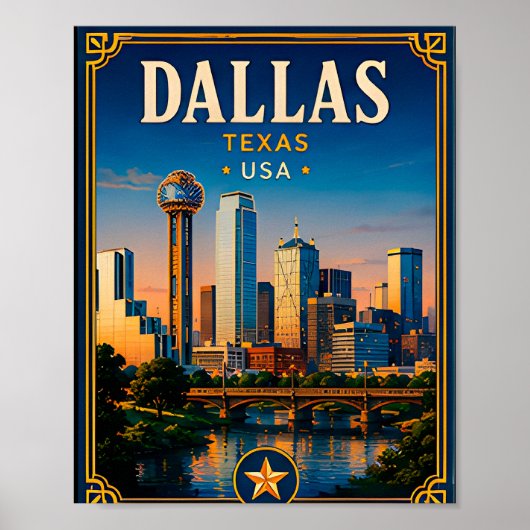 ⭐ Dallas Texas Vakantieherinnering Vanuit Het Silh Poster (Voorkant)