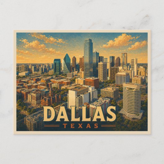 Dallas Texas Vintage Reizen Briefkaart (Voorkant)