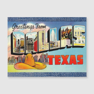 Dallas Texas Vintage Reizen Magnetische Kaart
