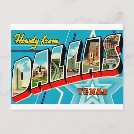 Dallas, Texas Vintage Travel Briefkaart (Voorkant)