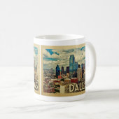 Dallas Texas Vintage Travel Koffiemok (Voorkant rechts)
