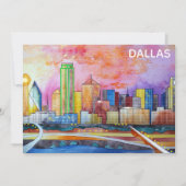 Dallas Texas Waterverf City Skyline Flat Card (Voorkant)