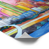 Dallas Texas Waterverf City Skyline Poster (Hoek)