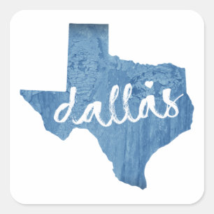 Dallas, Texas Wood Grain Vierkante Sticker