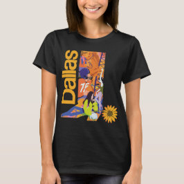Dallas Texas Zonnebloem Vintage, Retro Pop Art T-shirt