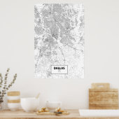 Dallas, Texas (zwart op wit) Poster (Keuken)