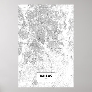 Dallas, Texas (zwart op wit) Poster