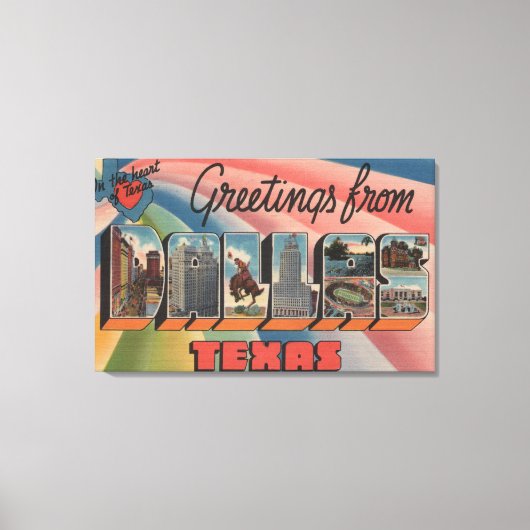 Dallas, TexasLarge Letter ScenesDallas, TX Canvas Afdruk (Voorkant)