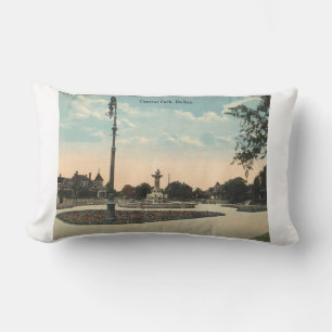 Dallas TX, Central Park, 1910 Vintage geïnspireerd Kussen