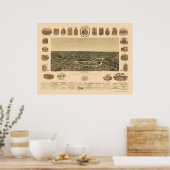 Dallas, TX Panorama Map - 1892 Poster (Keuken)