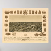 Dallas, TX Panorama Map - 1892 Poster (Voorkant)