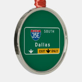 Dallas, TX Road Sign Metalen Ornament (Rechts)