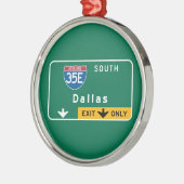 Dallas, TX Road Sign Metalen Ornament (Links)