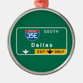 Dallas, TX Road Sign Metalen Ornament