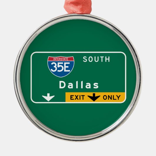 Dallas, TX Road Sign Metalen Ornament (Voorkant)
