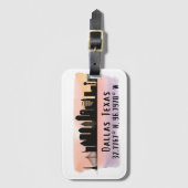 Dallas TX Skyline Latitude en Lengtegraad Bagagelabel (Voorkant (verticaal))