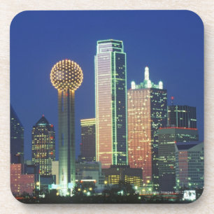 'Dallas, TX skyline 's nachts met Reunion Tower' Bier Onderzetter