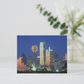 'Dallas, TX skyline 's nachts met Reunion Tower' Briefkaart (Staand voorkant)