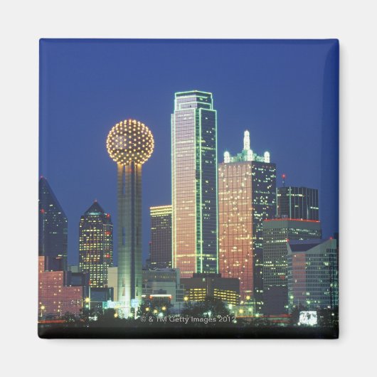 'Dallas, TX skyline 's nachts met Reunion Tower' Magneet (Voorkant)