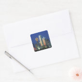 'Dallas, TX skyline 's nachts met Reunion Tower' Vierkante Sticker (Envelop)