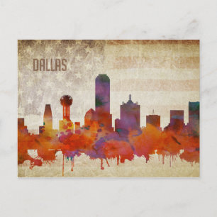 Dallas, TX Watercolor City Skyline Briefkaart