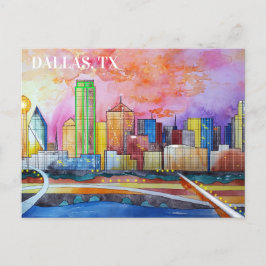Dallas, Tx Waterverf Briefkaart