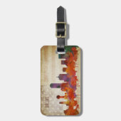 Dallas, TX | Waterverf City Skyline Bagagelabel (Voorkant verticaal)