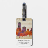 Dallas, TX | Waterverf City Skyline Bagagelabel (Achterkant verticaal)