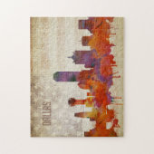 Dallas, TX | Waterverf City Skyline Legpuzzel (Verticaal)