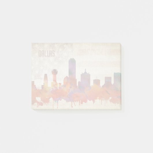 Dallas, TX | Waterverf City Skyline Post-it® Notes (Voorkant)