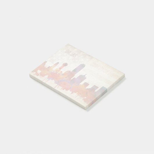 Dallas, TX | Waterverf City Skyline Post-it® Notes (Schuin)