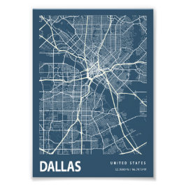 Dallas - United States Blueprint City Map Foto Afdruk