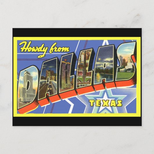 Dallas Vintage Travel Briefkaart (Voorkant)