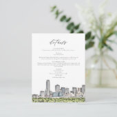 DALLAS Waterverf Skyline bruiloft Details Kaart (Staand voorkant)