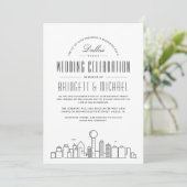 Dallas Wedding | Moderne Deco Skyline Kaart (Staand voorkant)
