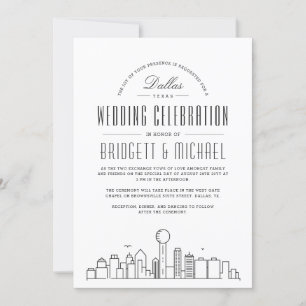 Dallas Wedding   Moderne Deco Skyline Kaart