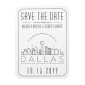 Dallas Wedding Stylized Skyline Save the Date Magneet (Verticaal)